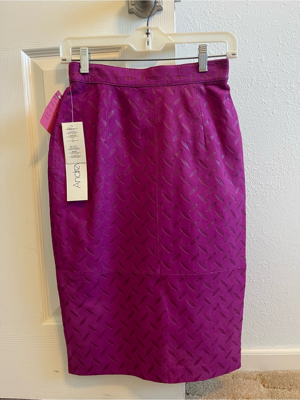 NWT VTG Andrew Marc Lamb Nappa Leather Textured Pencil Skirt Nordstrom - 6